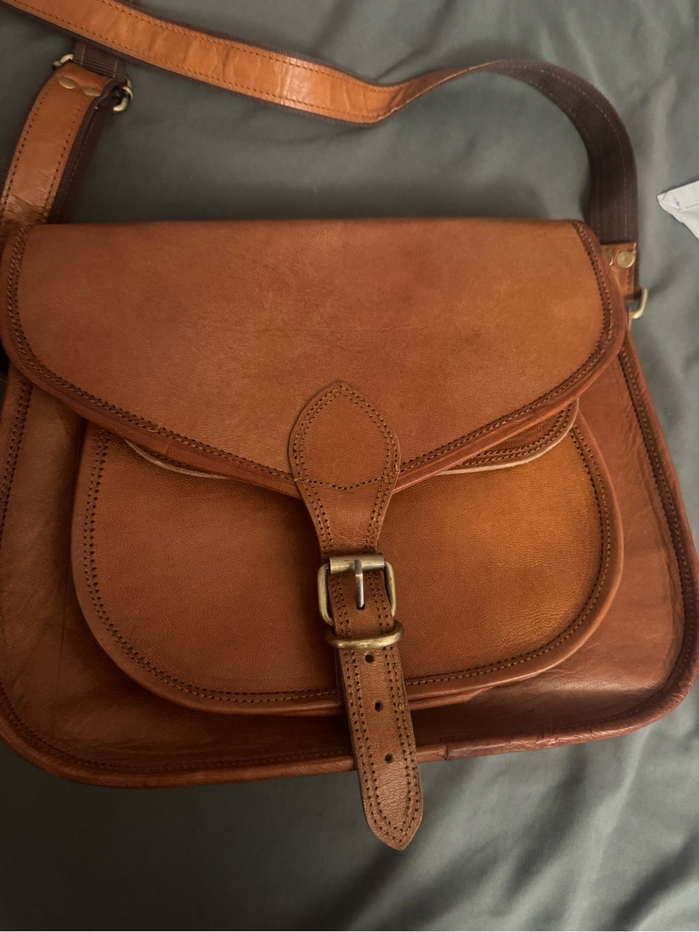 Classic Brown Leather Crossbody Saddle Bag